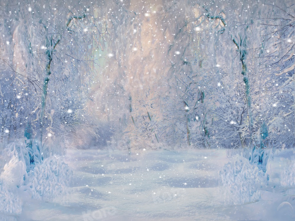 Kate Winter Snow Forest Dusk Backdrop for Photography - Kate Backdrop AU