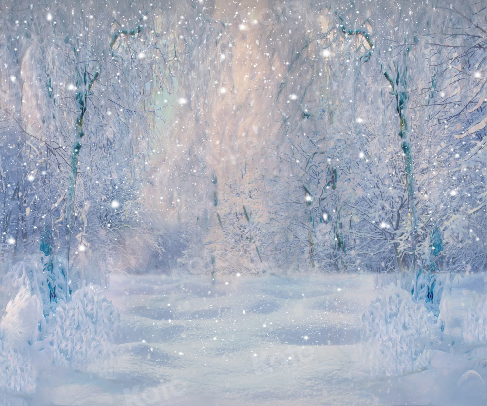 Kate Winter Snow Forest Dusk Backdrop for Photography - Kate Backdrop AU