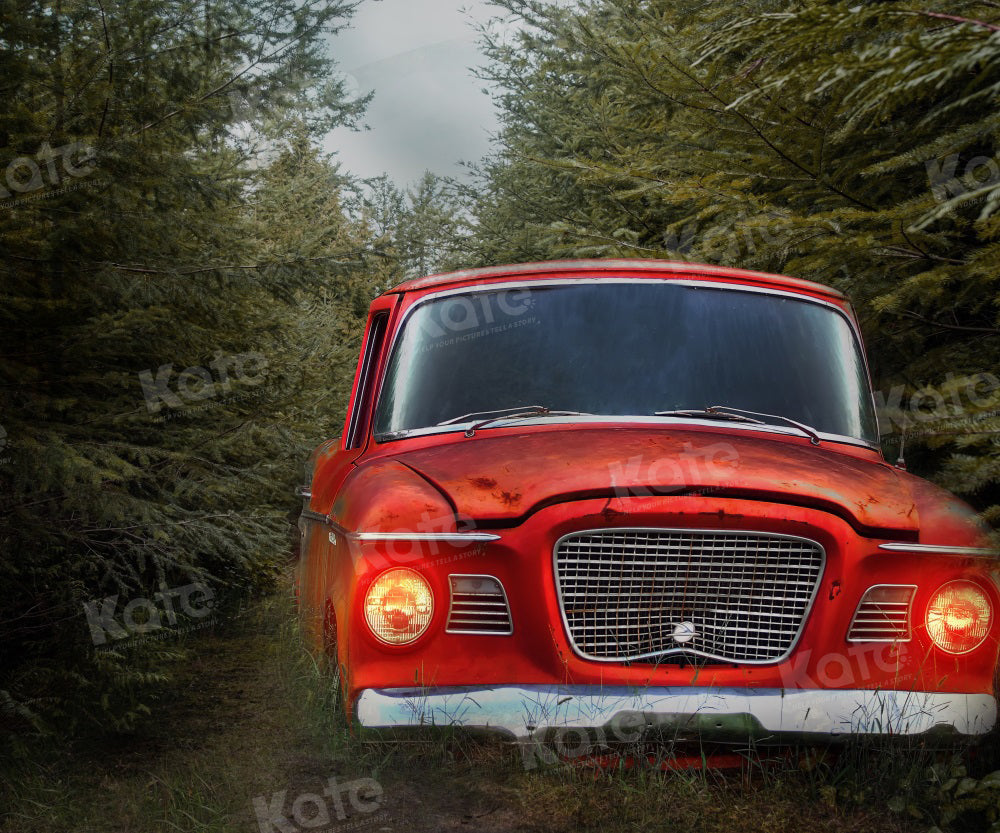 Kate Autumn/Winter Trees Red Car Backdrop for Photography - Kate Backdrop AU