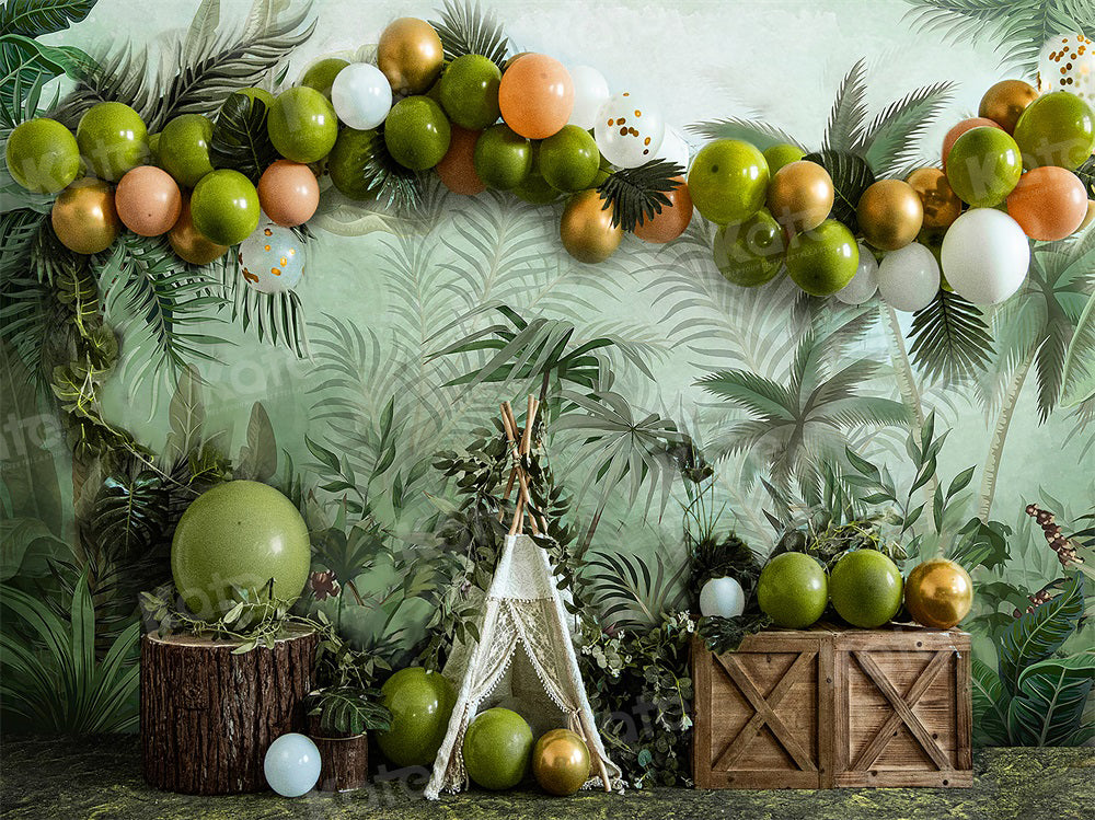 Kate Boho Nature Wild Birthday Tent Cake Smash Backdrop for Photography - Kate Backdrop AU