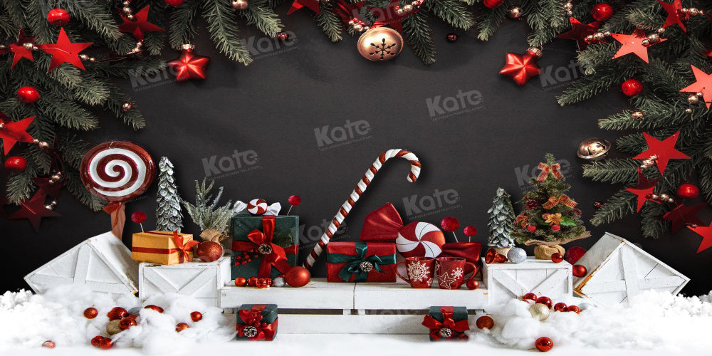 Kate Christmas Candy Black Wall Gifts Backdrop for Photography - Kate Backdrop AU