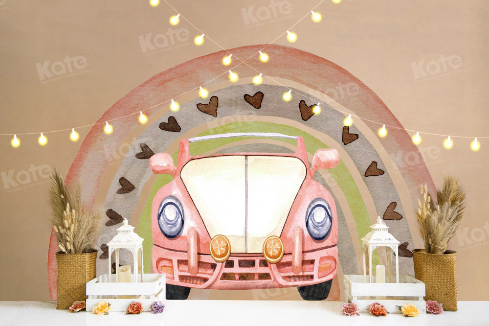 Kate Boho Rainbow Car Cake Smash Backdrop for Photography - Kate Backdrop AU