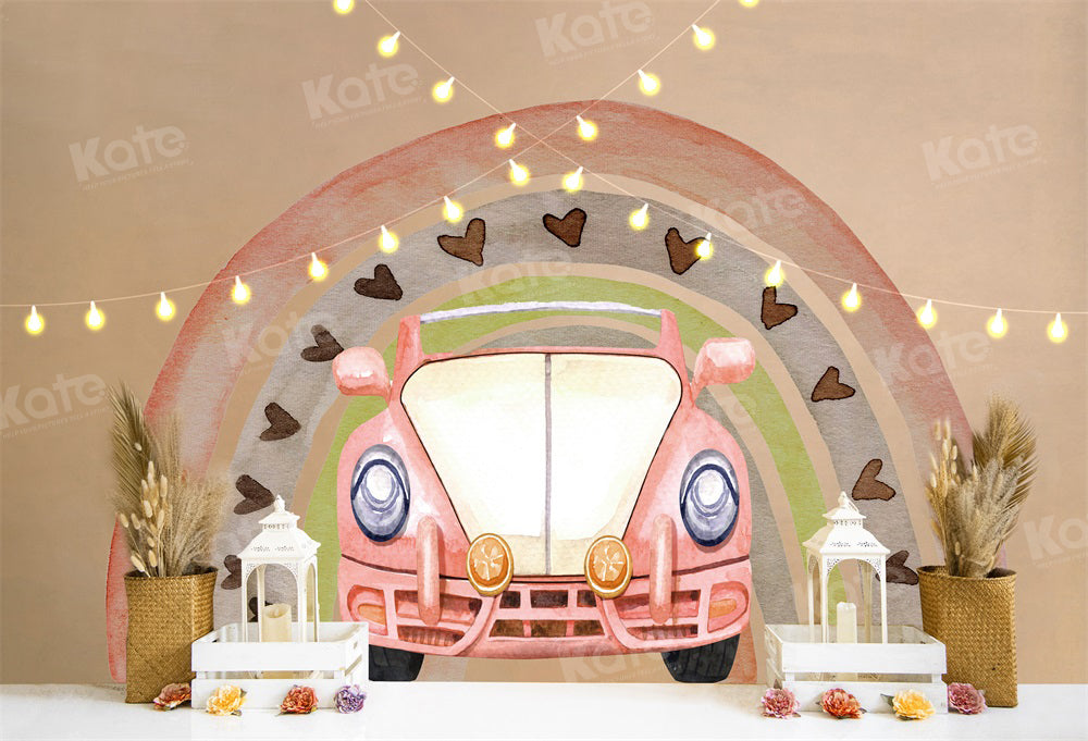 Kate Boho Rainbow Car Cake Smash Backdrop for Photography - Kate Backdrop AU