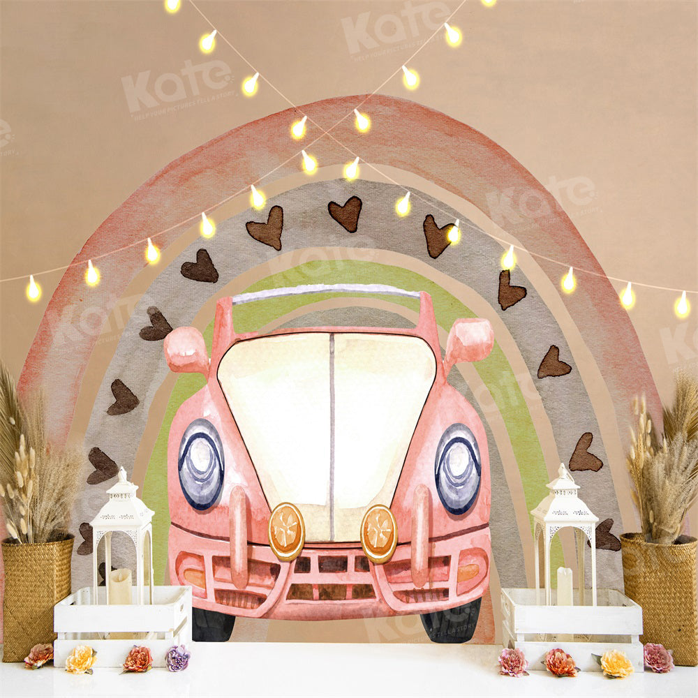 Kate Boho Rainbow Car Cake Smash Backdrop for Photography - Kate Backdrop AU