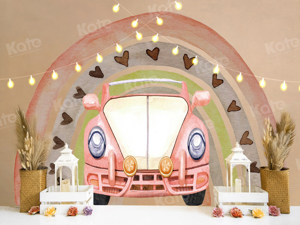 Kate Boho Rainbow Car Cake Smash Backdrop for Photography - Kate Backdrop AU