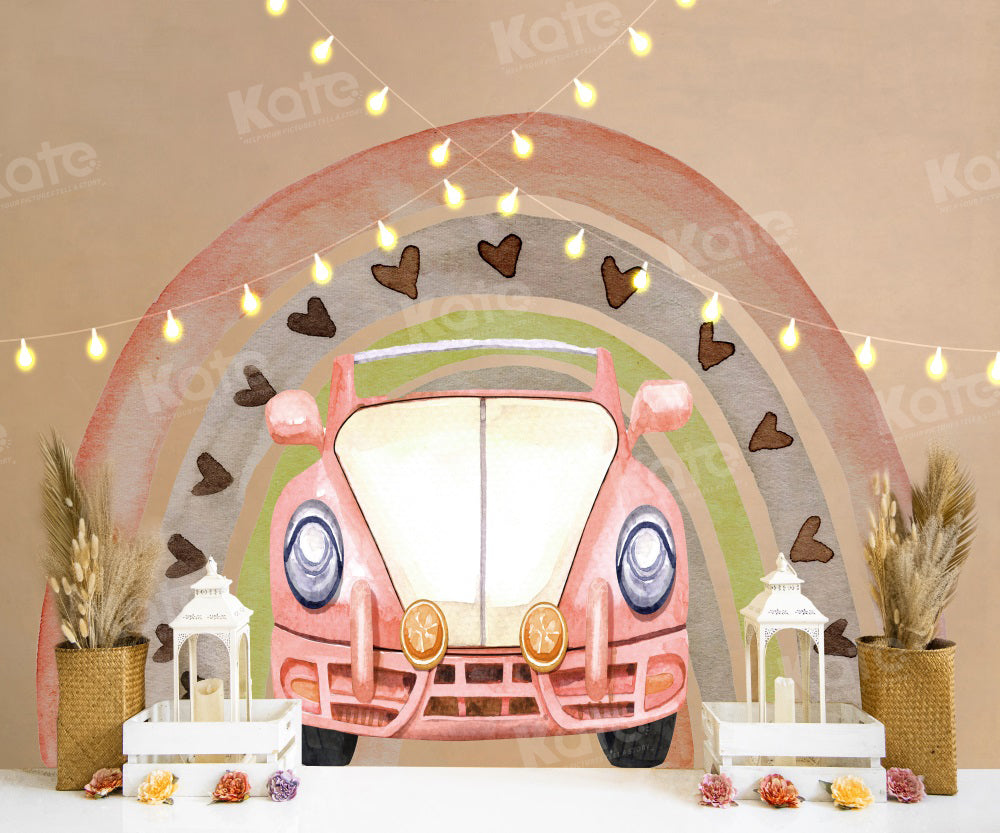 Kate Boho Rainbow Car Cake Smash Backdrop for Photography - Kate Backdrop AU