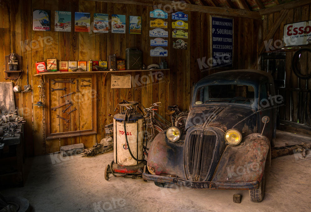Kate Retro Auto Repair Shop Backdrop Designed by Chain Photography - Kate Backdrop AU