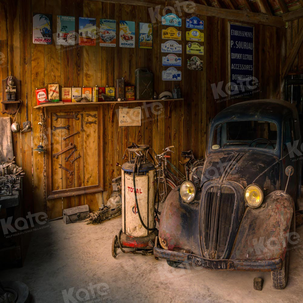 Kate Retro Auto Repair Shop Backdrop Designed by Chain Photography - Kate Backdrop AU
