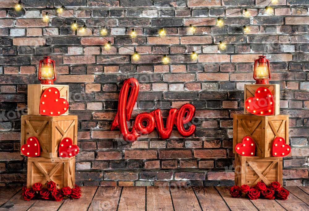 Kate Valentine's Day Backdrop Brick Wall Party Designed by Emetselch - Kate Backdrop AU