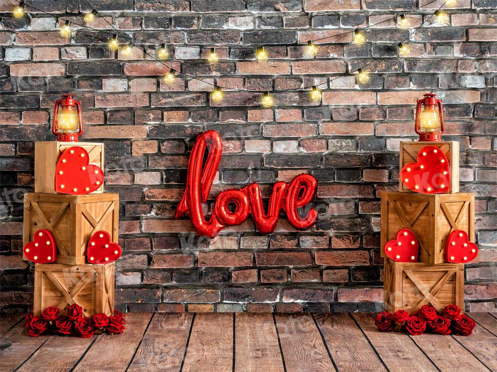 Kate Valentine's Day Backdrop Brick Wall Party Designed by Emetselch - Kate Backdrop AU