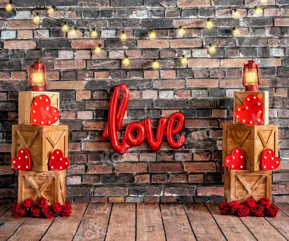 Kate Valentine's Day Backdrop Brick Wall Party Designed by Emetselch - Kate Backdrop AU
