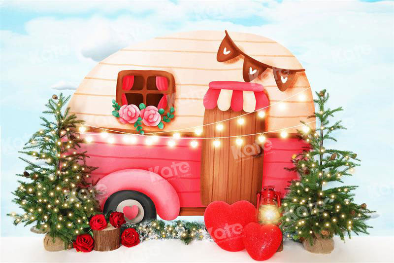 Kate Valentine's Day Lovely Car House Backdrop for Photography - Kate Backdrop AU
