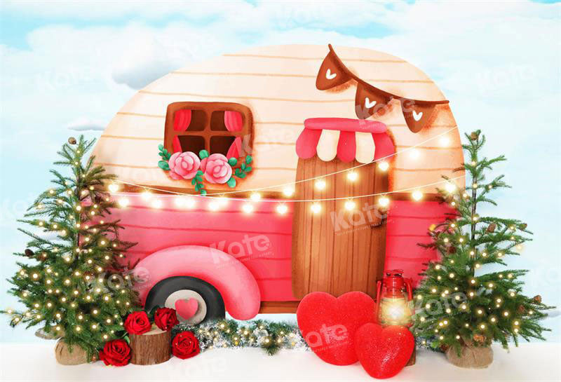 Kate Valentine's Day Lovely Car House Backdrop for Photography - Kate Backdrop AU