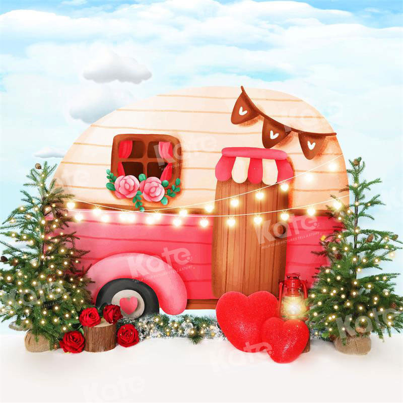 Kate Valentine's Day Lovely Car House Backdrop for Photography - Kate Backdrop AU