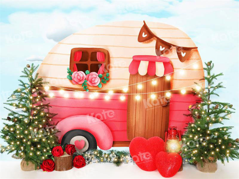 Kate Valentine's Day Lovely Car House Backdrop for Photography - Kate Backdrop AU
