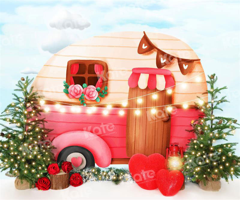 Kate Valentine's Day Lovely Car House Backdrop for Photography - Kate Backdrop AU
