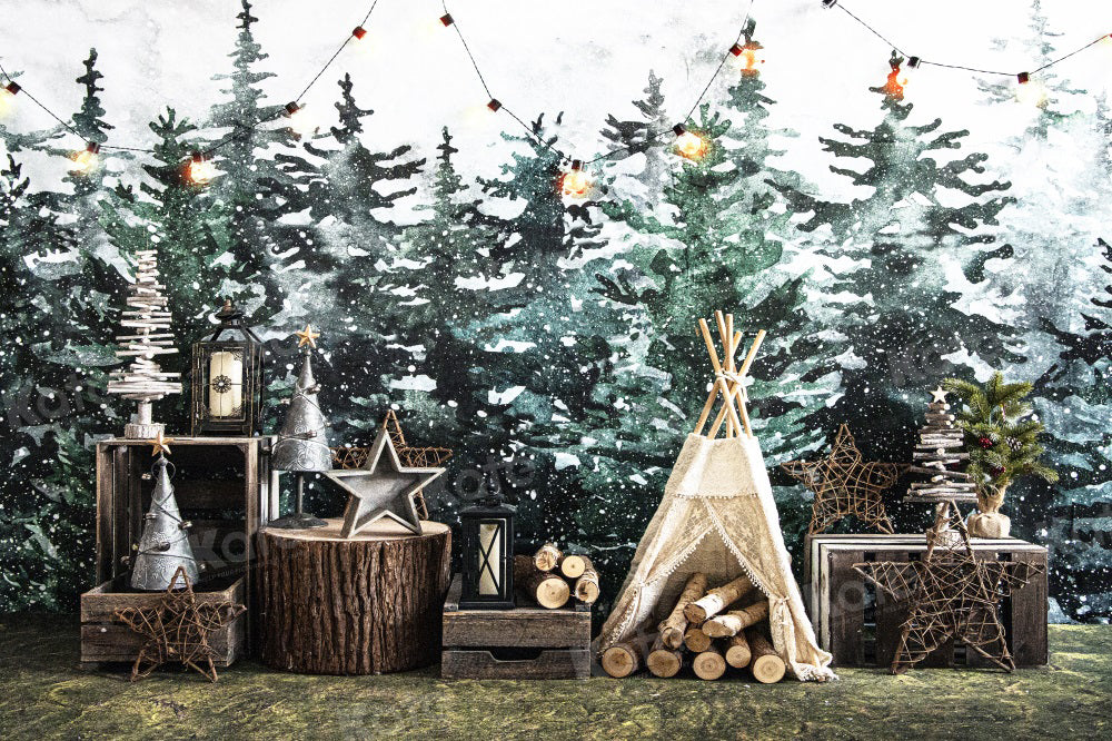 Kate Winter Jungle Backdrop Boho Tent Snow for Photography - Kate Backdrop AU