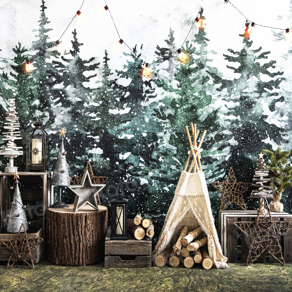 Kate Winter Jungle Backdrop Boho Tent Snow for Photography - Kate Backdrop AU