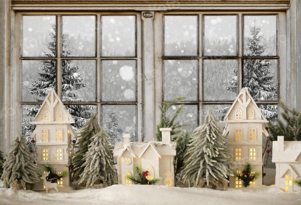 Kate Winter Window Backdrop Lovely Christmas Town Model for Photography - Kate Backdrop AU