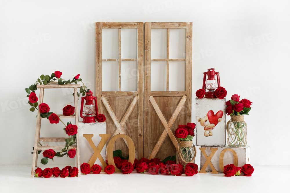 Kate Valentine's Day Rose Barn Door Backdrop Designed by Emetselch - Kate Backdrop AU