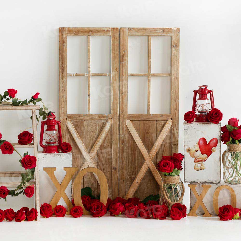 Kate Valentine's Day Rose Barn Door Backdrop Designed by Emetselch - Kate Backdrop AU