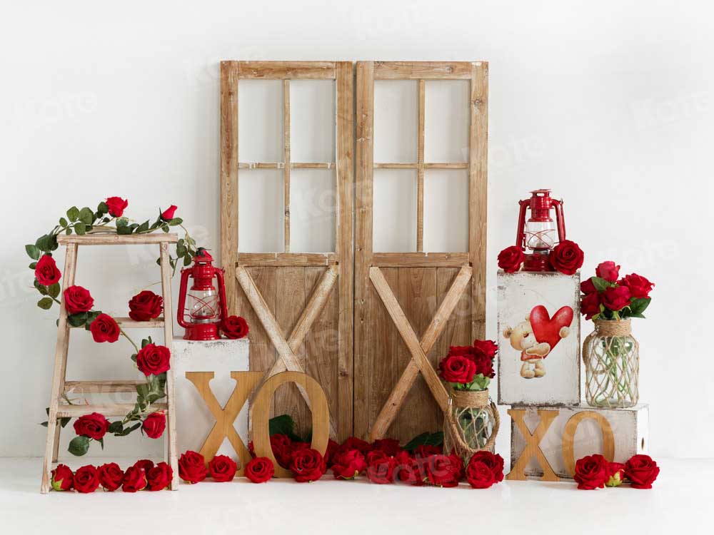 Kate Valentine's Day Rose Barn Door Backdrop Designed by Emetselch - Kate Backdrop AU
