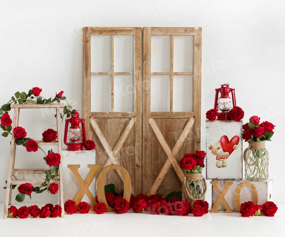 Kate Valentine's Day Rose Barn Door Backdrop Designed by Emetselch - Kate Backdrop AU