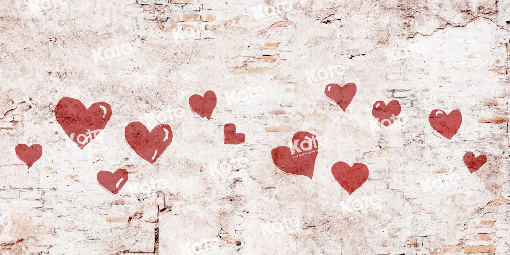 Kate Valentine Hearts Vintage Backdrop Shabby Wall Designed by Kate Image - Kate Backdrop AU
