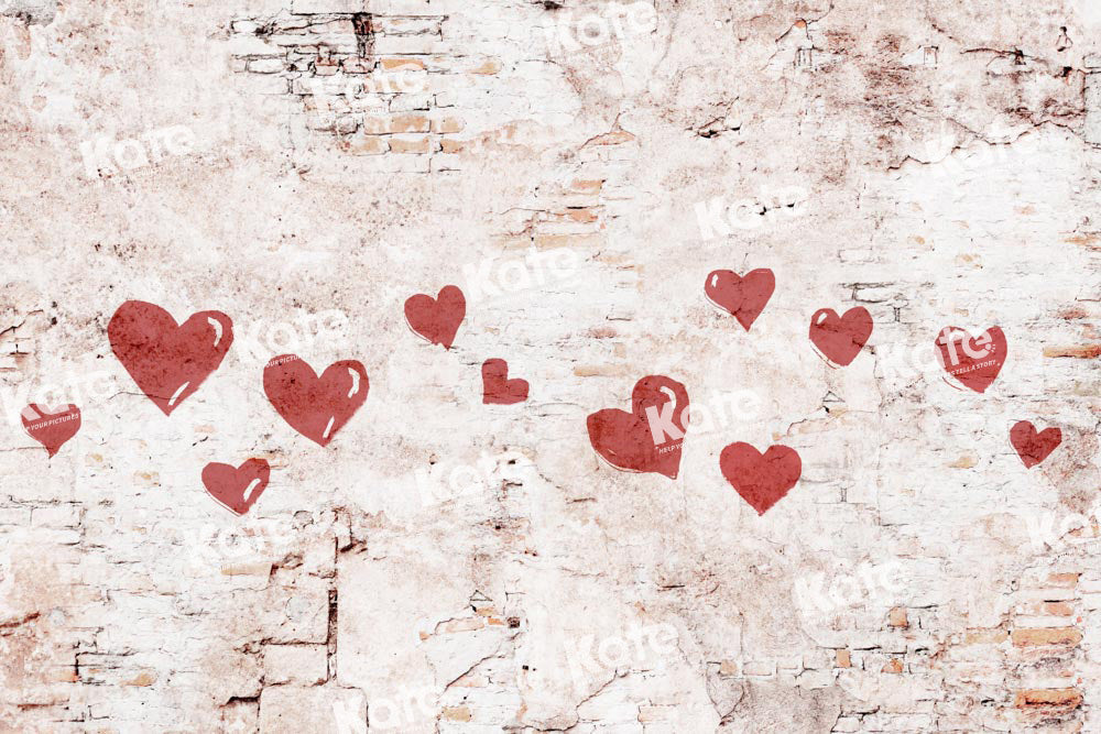 Kate Valentine Hearts Vintage Backdrop Shabby Wall Designed by Kate Image - Kate Backdrop AU