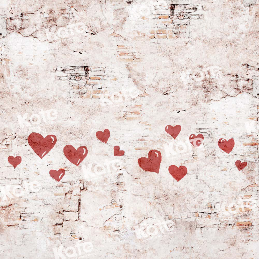 Kate Valentine Hearts Vintage Backdrop Shabby Wall Designed by Kate Image - Kate Backdrop AU