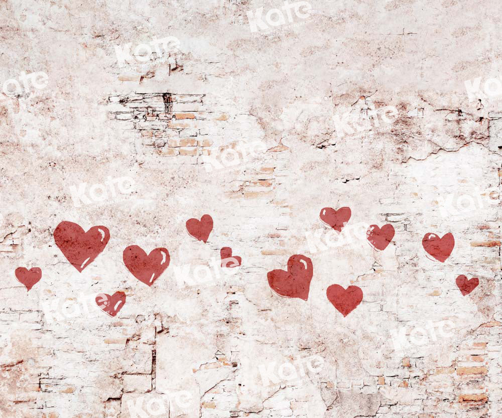 Kate Valentine Hearts Vintage Backdrop Shabby Wall Designed by Kate Image - Kate Backdrop AU