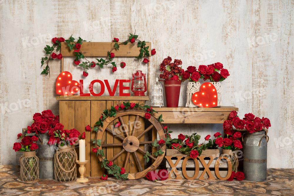 Kate Valentine Roses Backdrop Vending Cart Designed by Emetselch - Kate Backdrop AU