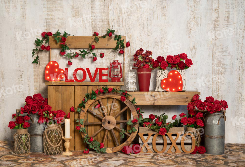 Kate Valentine Roses Backdrop Vending Cart Designed by Emetselch - Kate Backdrop AU