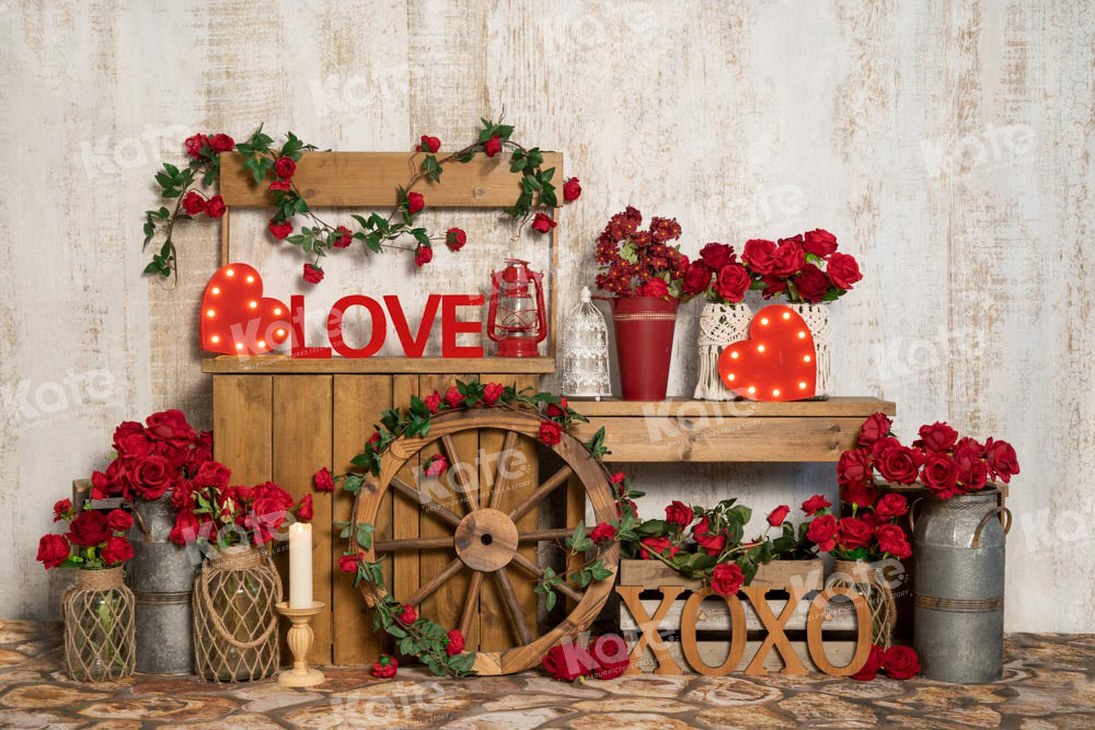 Kate Valentine Roses Backdrop Vending Cart Designed by Emetselch - Kate Backdrop AU