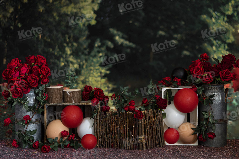 Kate Valentine's Day Vintage Rose Garden Backdrop for Photography - Kate Backdrop AU