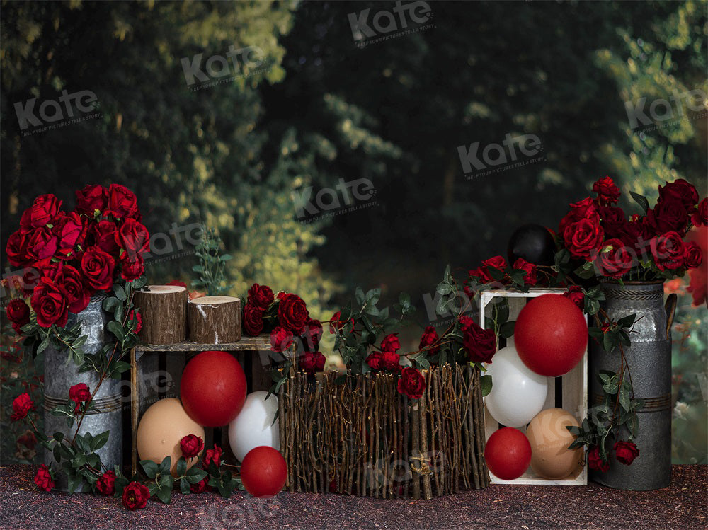 Kate Valentine's Day Vintage Rose Garden Backdrop for Photography - Kate Backdrop AU