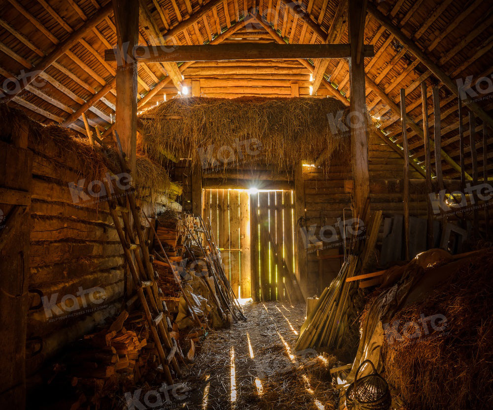 Kate Autumn Barn Haystack Backdrop for Photography - Kate Backdrop AU