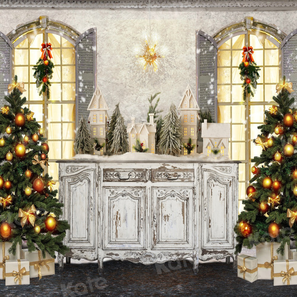 Kate Christmas Retro Cupboard Miniature Town Backdrop for Photography - Kate Backdrop AU