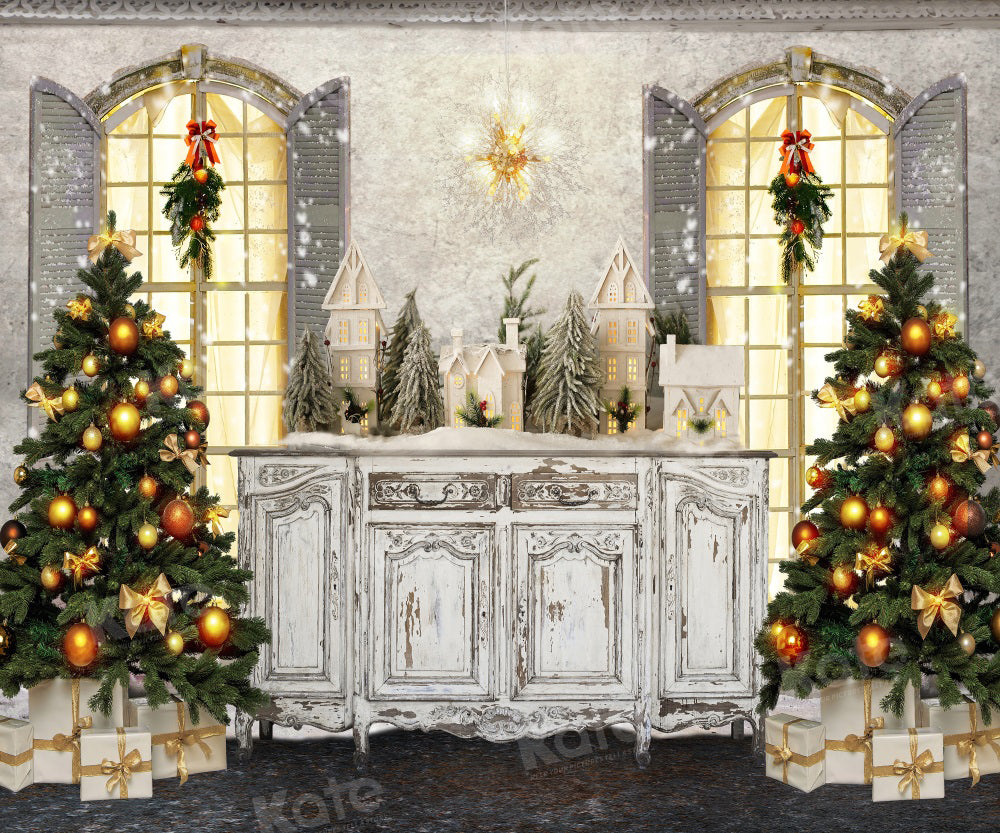Kate Christmas Retro Cupboard Miniature Town Backdrop for Photography - Kate Backdrop AU