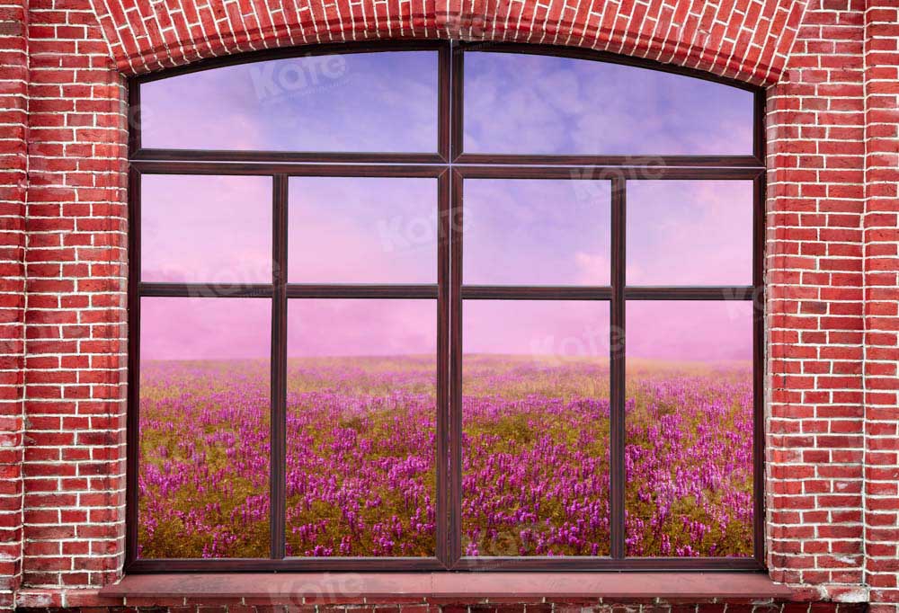 Kate Spring Outside Window Backdrop Brick Wall Flowers Designed by Chain Photography - Kate Backdrop AU