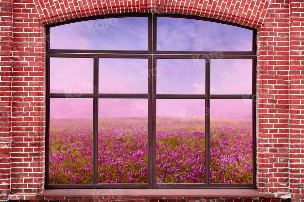 Kate Spring Outside Window Backdrop Brick Wall Flowers Designed by Chain Photography - Kate Backdrop AU