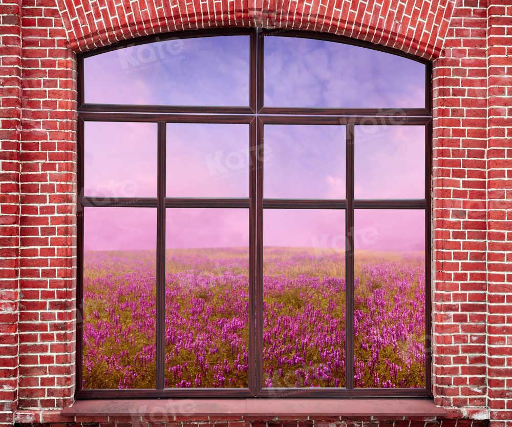 Kate Spring Outside Window Backdrop Brick Wall Flowers Designed by Chain Photography - Kate Backdrop AU