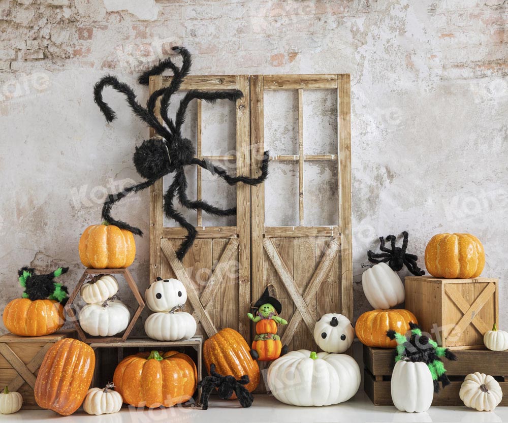 Kate Halloween Backdrop Pumpkin Spider Designed by Emetselch - Kate Backdrop AU