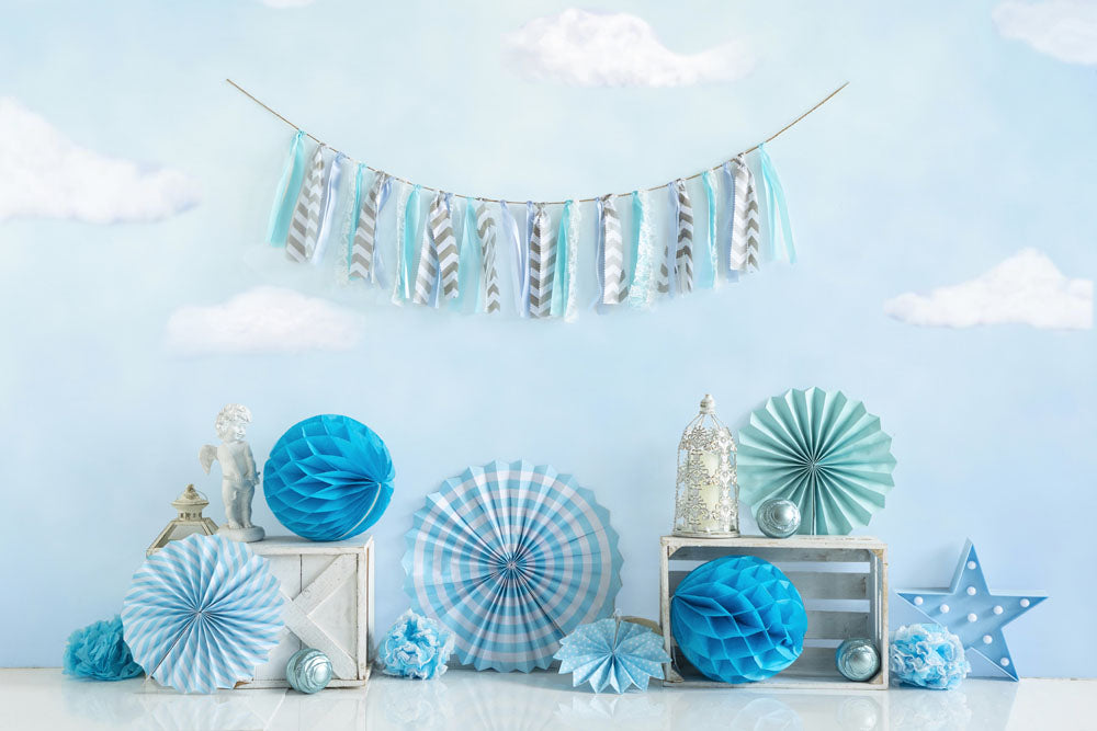 Kate Blue Birthday Backdrop Cake Smash Designed by Emetselch - Kate Backdrop AU