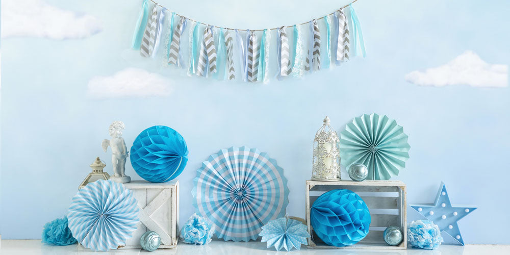 Kate Blue Birthday Backdrop Cake Smash Designed by Emetselch - Kate Backdrop AU