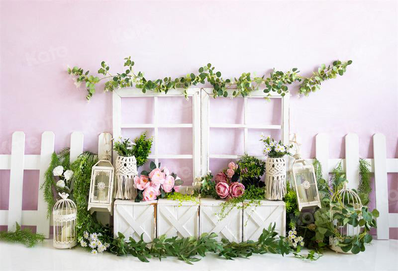 Kate Spring Flowers Backdrop Pink Cake Smash Designed by Uta Mueller - Kate Backdrop AU