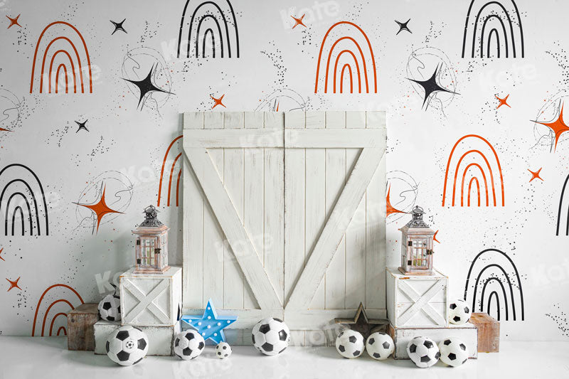 Kate Rainbow Football Birthday Boy Backdrop for Photography - Kate Backdrop AU
