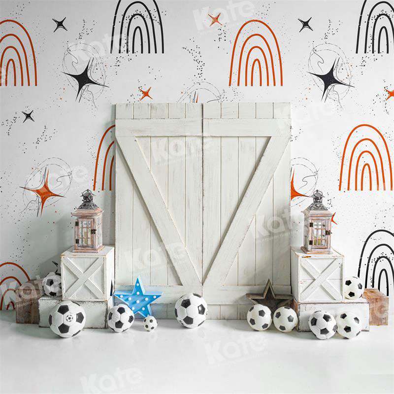 Kate Rainbow Football Birthday Boy Backdrop for Photography - Kate Backdrop AU