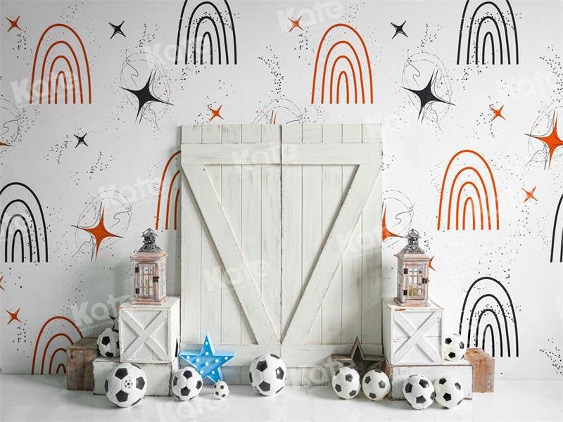 Kate Rainbow Football Birthday Boy Backdrop for Photography - Kate Backdrop AU