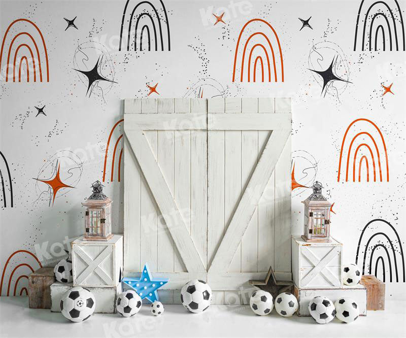 Kate Rainbow Football Birthday Boy Backdrop for Photography - Kate Backdrop AU